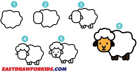 lambak drawing easy|How To Draw A Lamb In (8) Easy Steps For Kids .